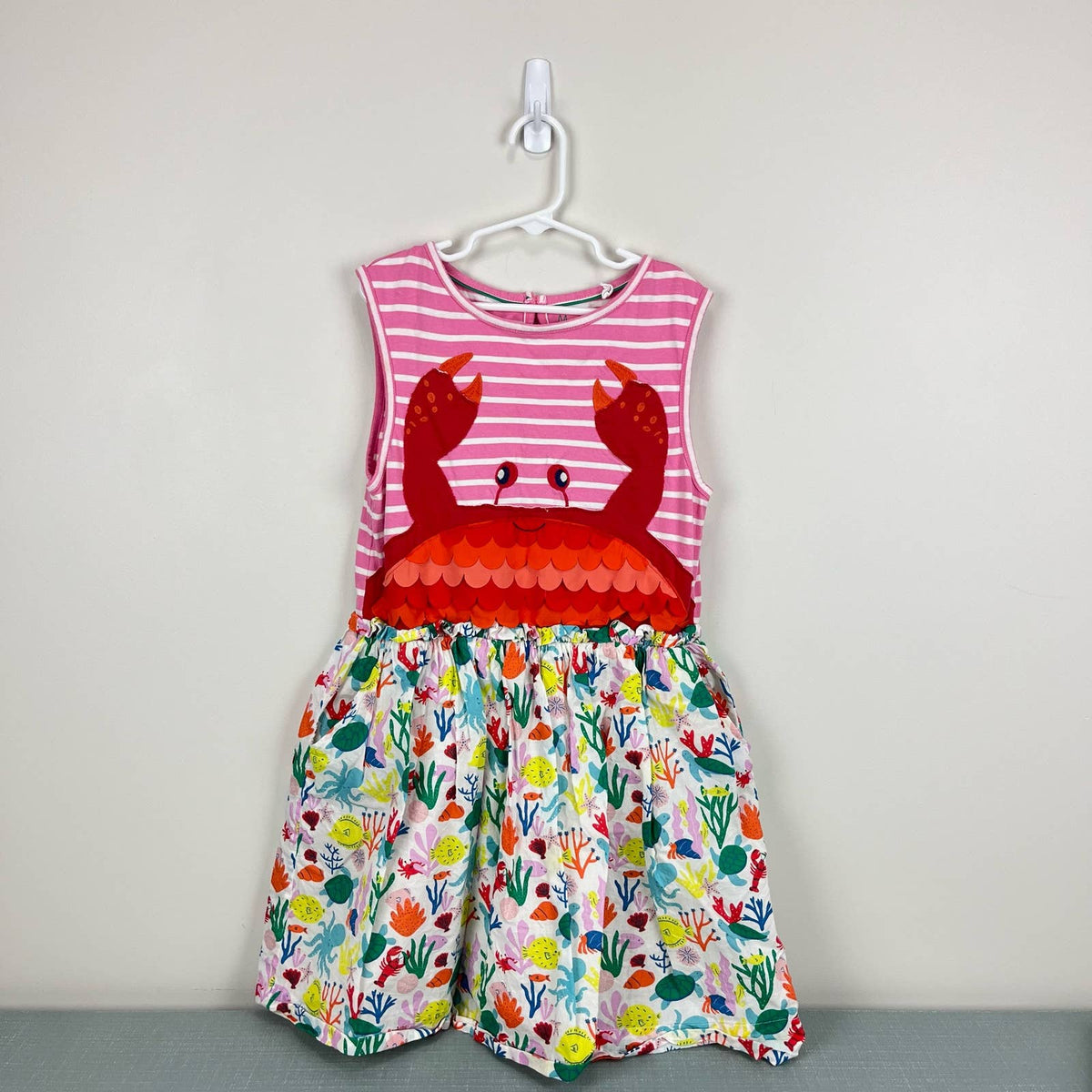 Mini Boden Kids' Appliqué Pocket Tunic Azalea Pink/ivory Girls Boden In  Azalea Pink/ Ivory