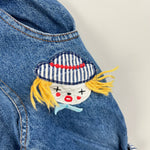 Load image into Gallery viewer, Vintage Chicote Clown Applique Blue Jean Overalls Baby
