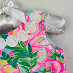 Load image into Gallery viewer, Lilly Pulitzer Baby Lilly Infant Shift Dress Seasalt Blue Fruit Flamingo 3-6 Months
