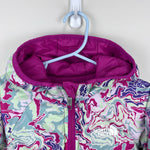 Load image into Gallery viewer, The North Face Girls Reversible Perrito Jacket Peak Purple Terrain Multi-Print 4T
