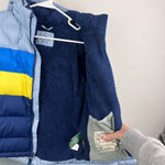 Load image into Gallery viewer, L.L. Bean Kids Down Jacket Colorblock Blue Yellow Citron M 10/12
