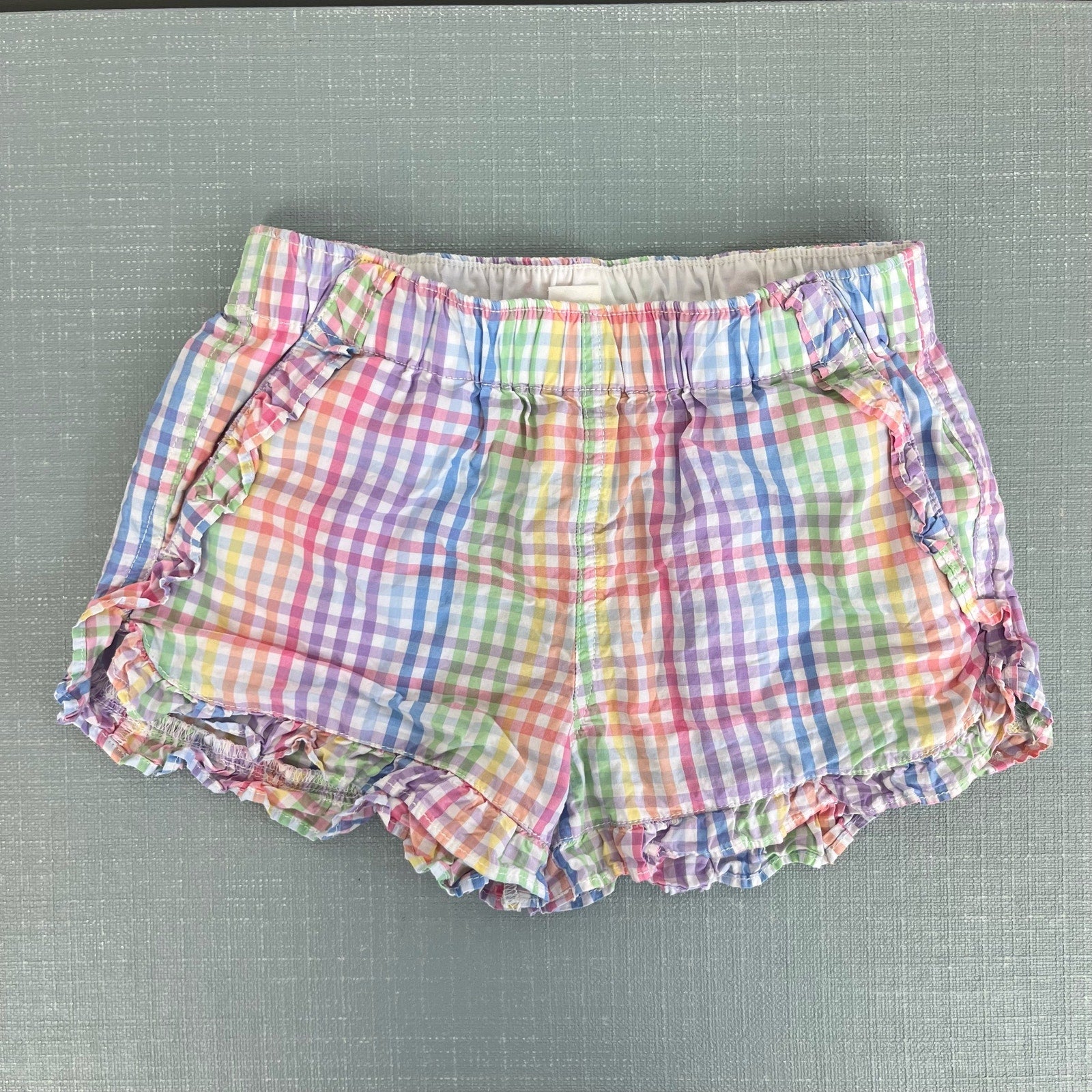 J. Crew Girls Pastel Plaid Ruffle Trim Shorts 7