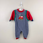 Load image into Gallery viewer, Vintage Healthtex Striped Train Coverall Romper 6-9 Months USA
