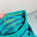 Load image into Gallery viewer, Mini Boden Boys Long Sleeve Green Blue Striped Tee Shirt 7-8
