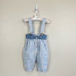 Load image into Gallery viewer, Vintage Blue &amp; White Striped Suspender Pants 12 Months USA
