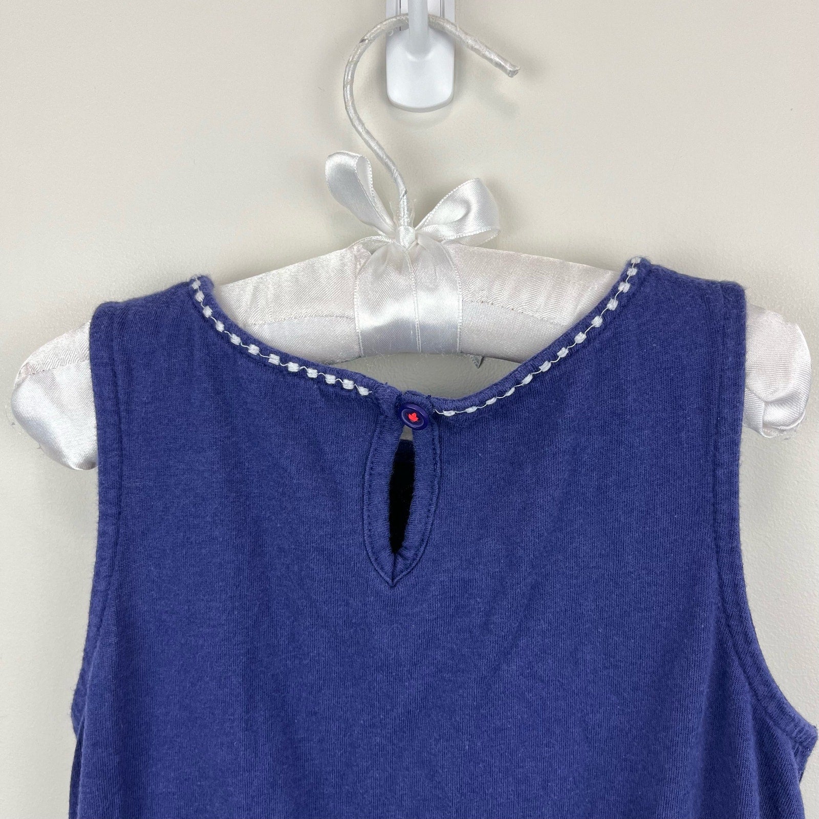 Mini Boden Embroidered Tie Waist Dress Indigo 6-7