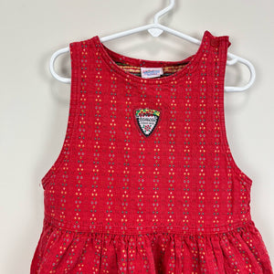 Vintage OshKosh B'gosh Woven Red Jumper Dress 6 USA