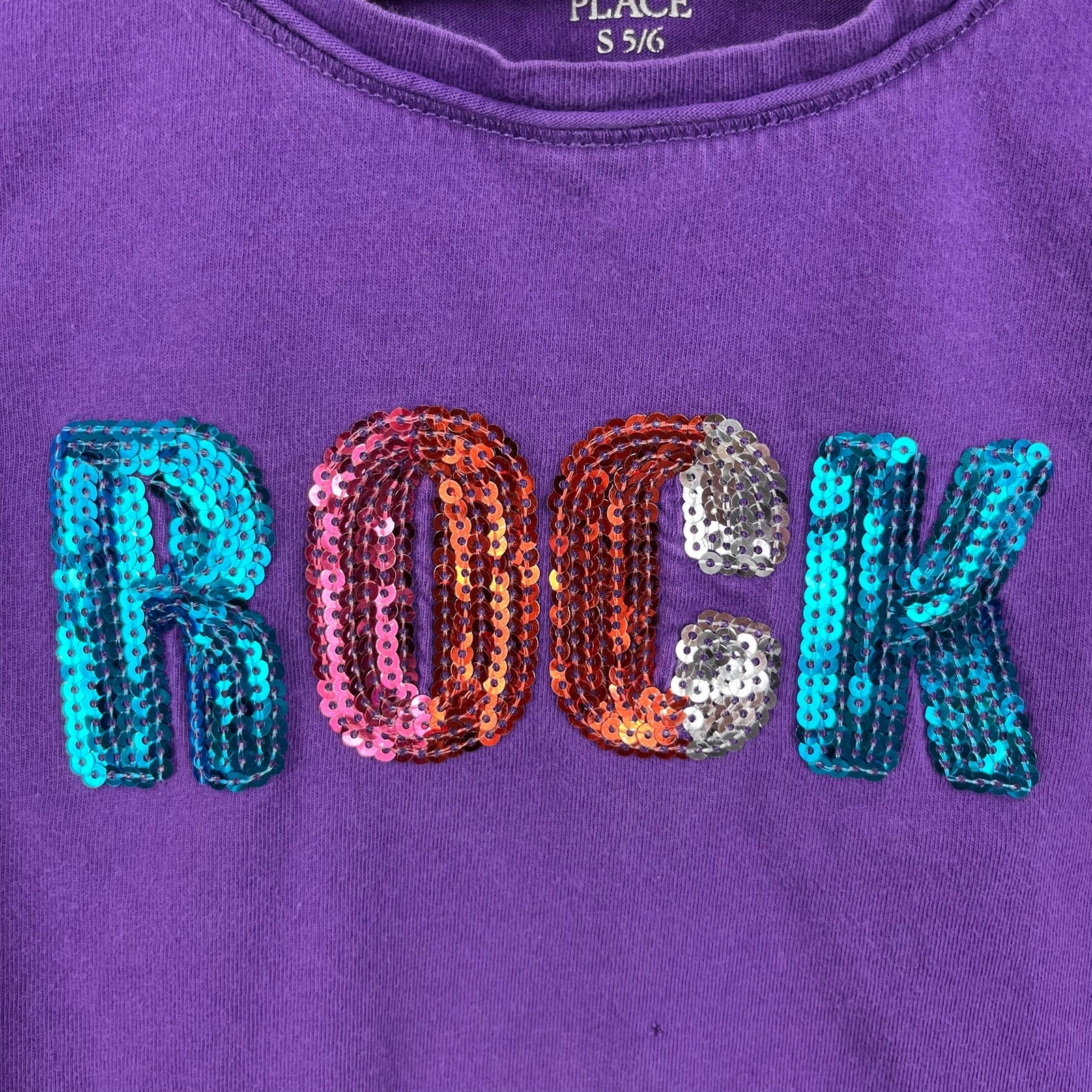 The Children's Place Purple Sequin ROCK Tee Small 5/6