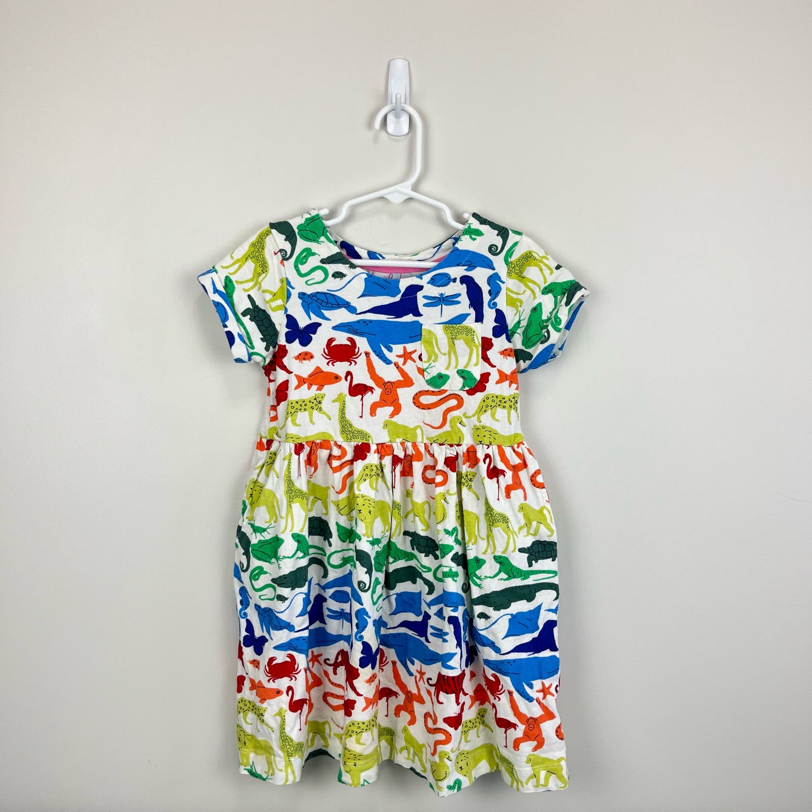 Mini Boden Rainbow Animals Fun Jersey Dress 6-7