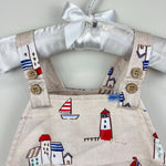Load image into Gallery viewer, Mayoral Printed Two Piece Dungarees and Sun Hat Set 6-9 Months
