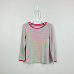 Load image into Gallery viewer, Mini Boden Supersoft Pointelle T-Shirt Ivory Multi Stripes 5-6
