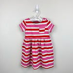 Load image into Gallery viewer, Mini Boden Short-Sleeved Fun Jersey Dress Poppy Red/Pink Stripe 2-3
