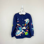 Load image into Gallery viewer, Mini Boden Glowing Space Sweatshirt School Navy Space Print 5-6
