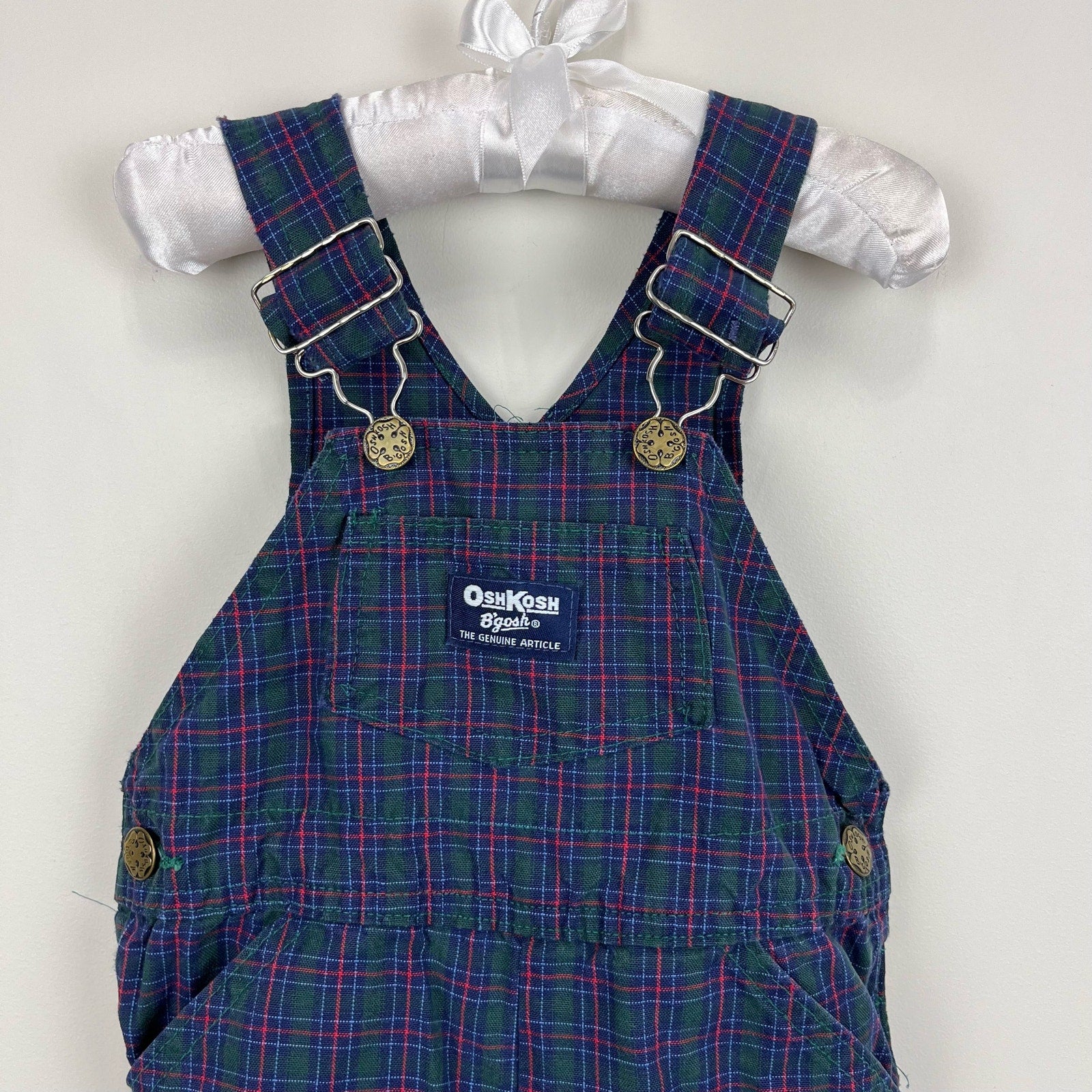 Vintage OshKosh B'gosh Plaid Overalls 2T USA