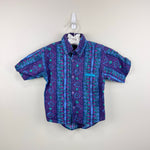 Load image into Gallery viewer, Vintage Broken in Blues World Reserve Short Sleeve Collared Beach Shirt 4T
