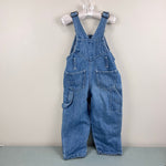 Load image into Gallery viewer, Vintage Liberty Blue Jean Teddy Bear Patch Overalls 3T
