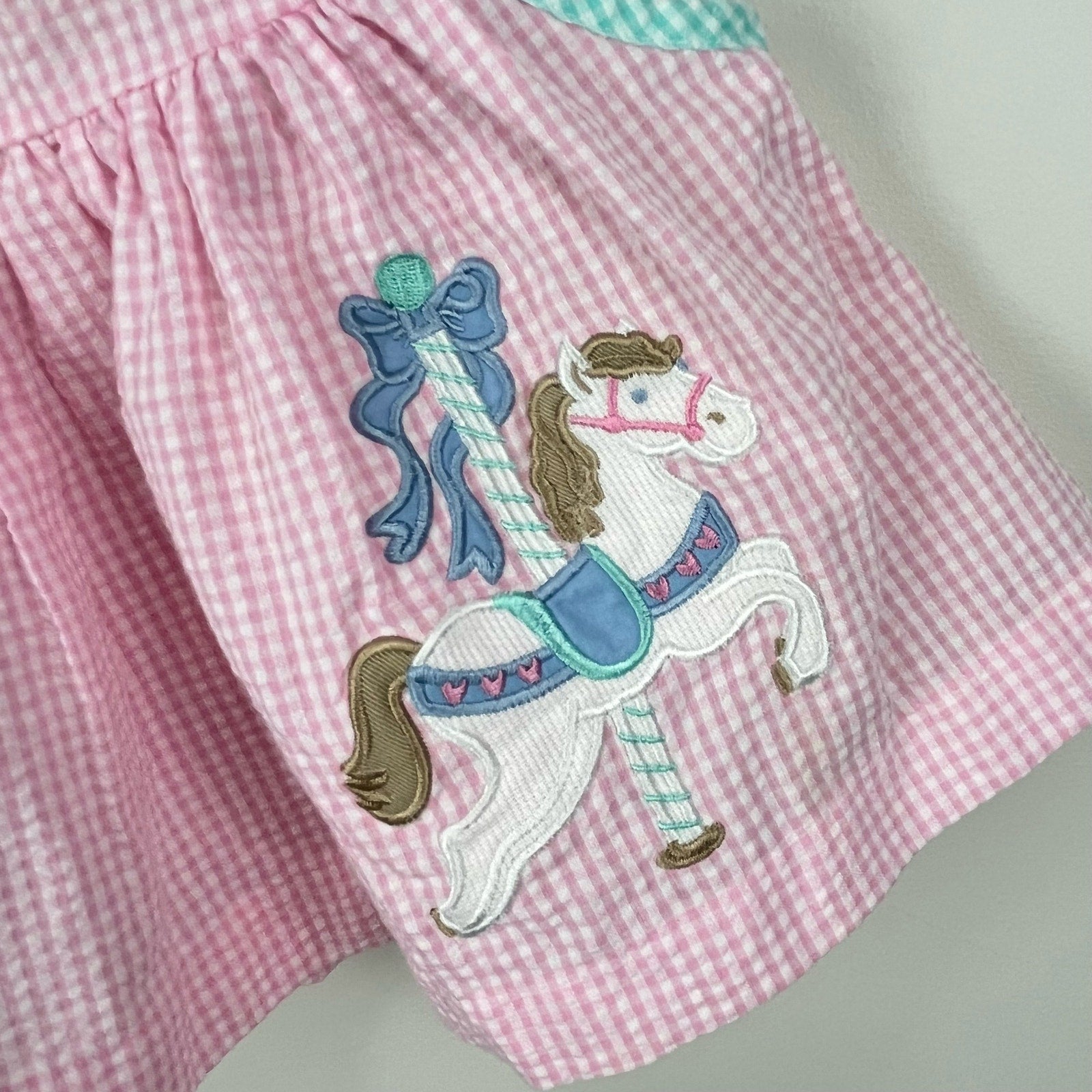 Vintage Good Lad Pink Gingham Carousel Dress Set 3-6 Months