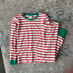Load image into Gallery viewer, Mini Boden Festive Snug Fit Long John Pajama Set Red White Stripes 9

