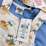 Load image into Gallery viewer, JoJo Maman 3 Piece Dino Dungarees &amp; T-Shirt Set with Hat Natural 12-18 Months NWT
