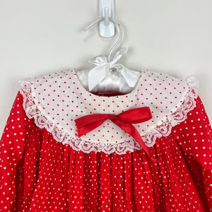 Vintage Red Ruffle Polka Dot Dress Medium USA