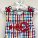 Load image into Gallery viewer, Kelly&#39;s Kids Plaid Lobster Jon Jon Romper 6 Months
