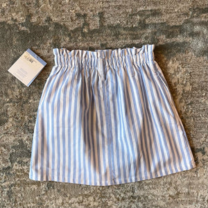 Bella Bliss Blue Wide Oxford Stripe Paperbag Skirt 8 NWT