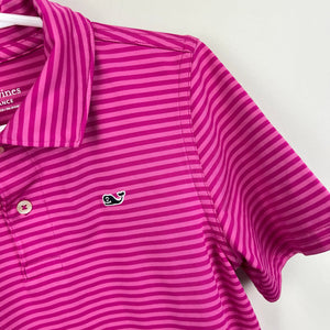 Vineyard Vines Boys' Kennedy Stripe Sankaty Performance Polo Pink 6