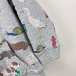 Load image into Gallery viewer, Mini Boden Fun Shaggy Lined Hoody Gray Animals 4-5
