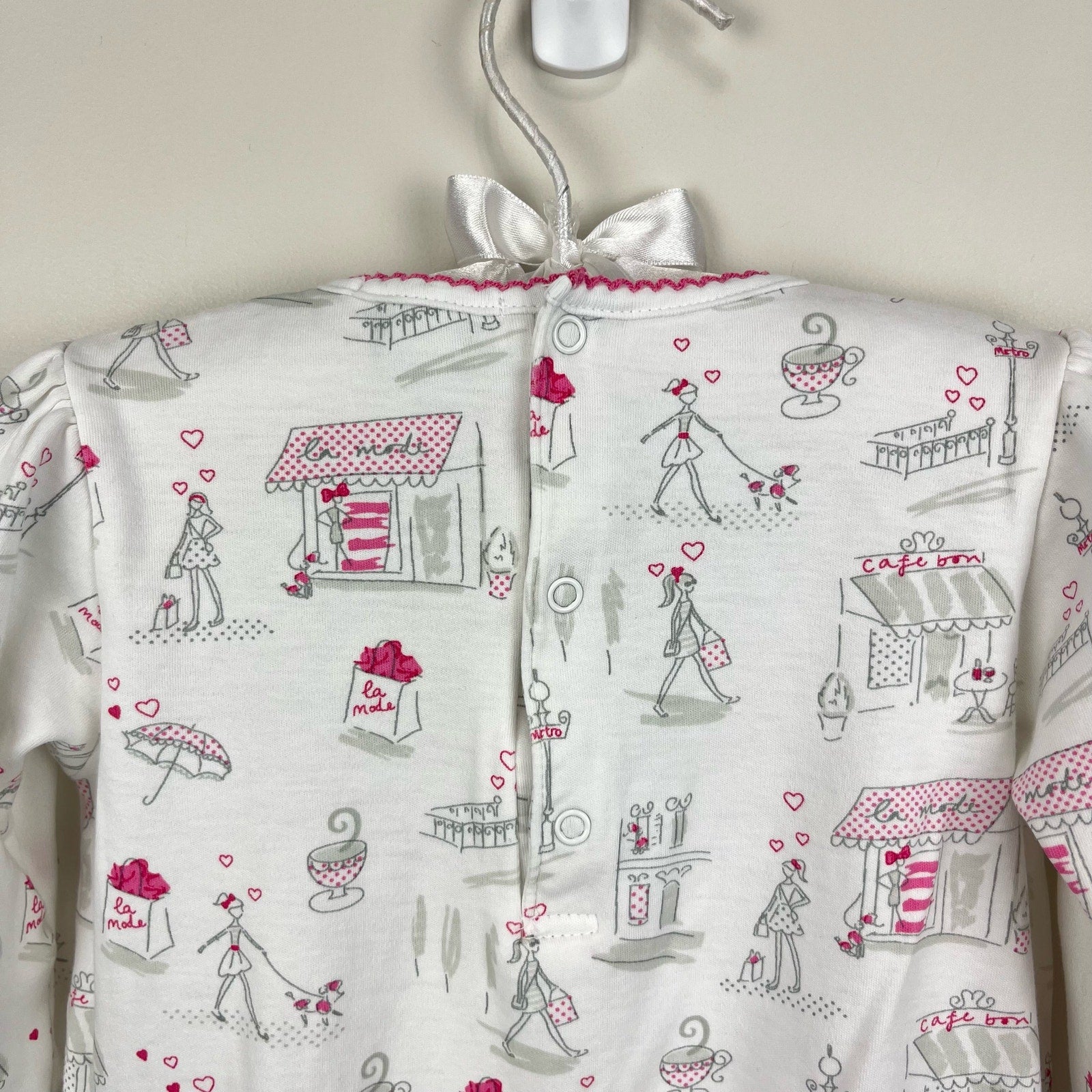 Kissy Kissy White Pink French Print Ruffle Playsuit 12-18 Months