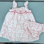 Load image into Gallery viewer, Vintage Janie and Jack Smocked Pink Floral Flutter Sleeve Dress 3-6 Months
