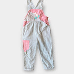 Load image into Gallery viewer, Vintage Pink Gray Flower Overalls 4T
