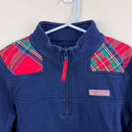 Load image into Gallery viewer, Vineyard Vines Girls Navy Blue Festive Plaid Shep Shirt S 7-8
