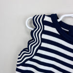 Load image into Gallery viewer, Milly Mini Textured Wave Flare Dress Navy Blue Stripes 7/8 NWT
