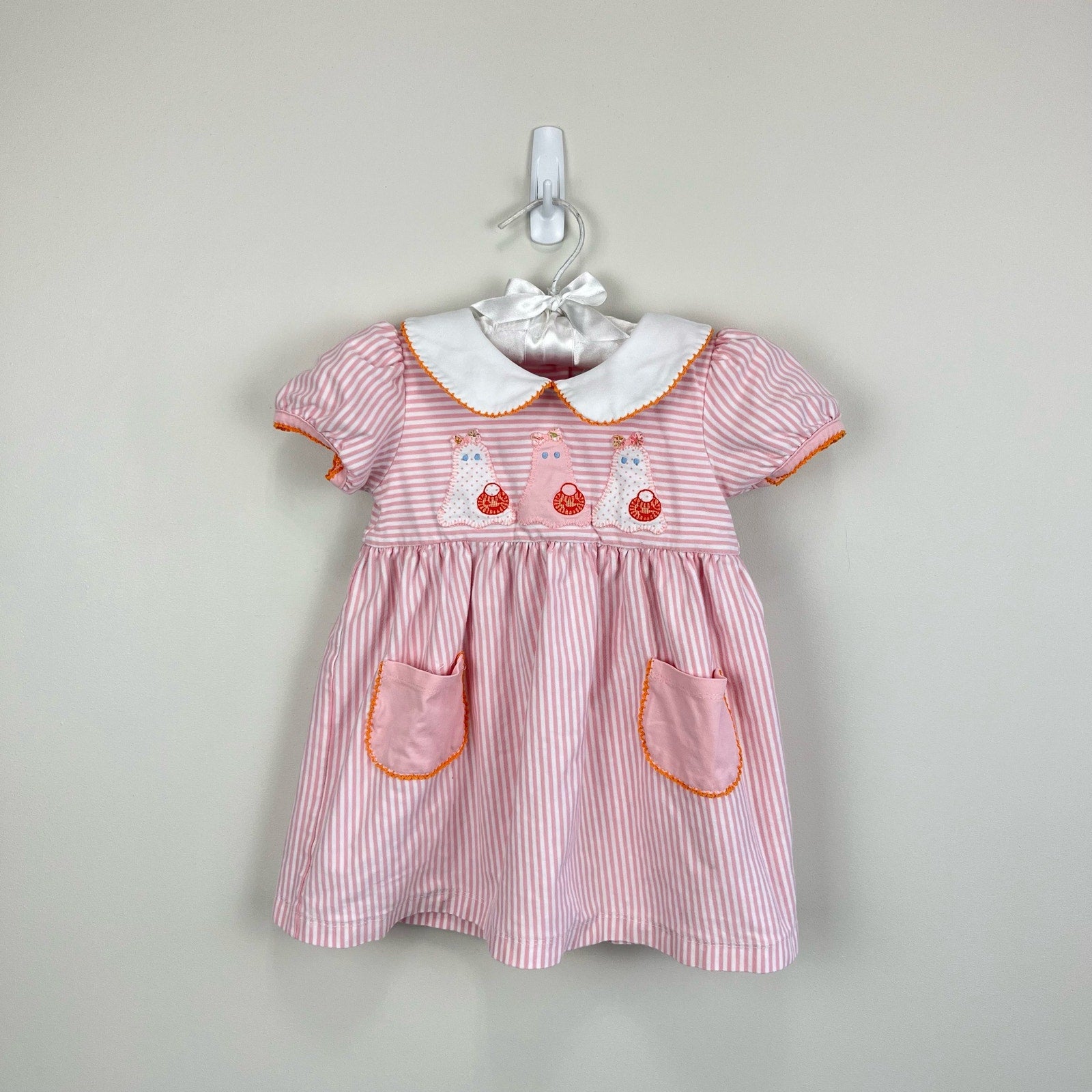 Shrimp & Grits Kids Pink Stripe Halloween Dress 18 Months