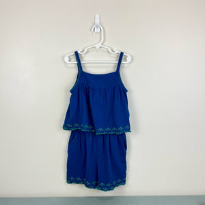 J. Crew Girls Blue Tank Romper Small (6)