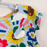 Load image into Gallery viewer, Mini Boden Short Sleeve Fun Jersey Dress Provence Blue Happy Flowers 5-6
