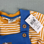 Load image into Gallery viewer, JoJo Maman Bebe Blue Easter Tractor Dungaree and T-Shirt Set 6-12 Months NWT
