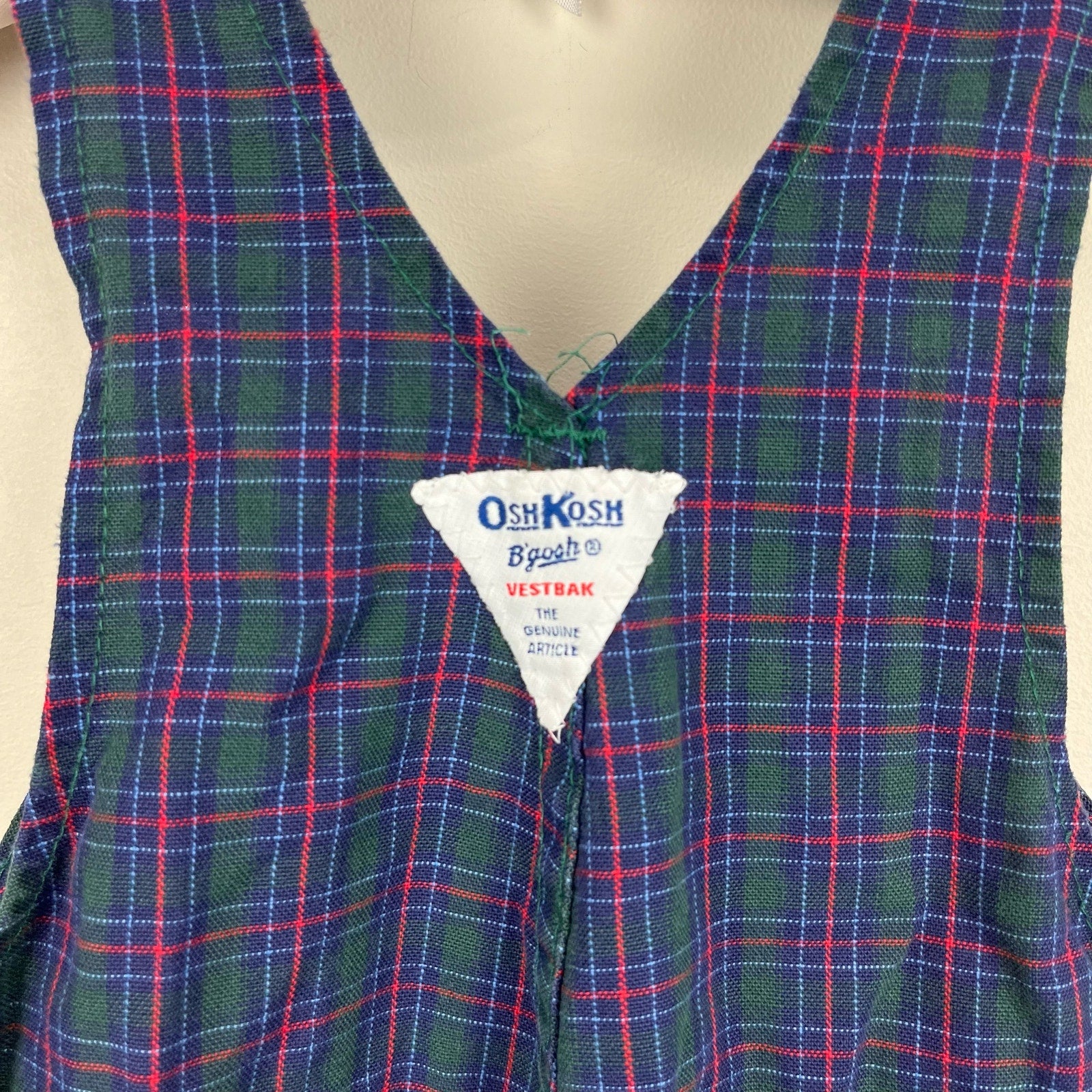 Vintage OshKosh B'gosh Plaid Overalls 2T USA