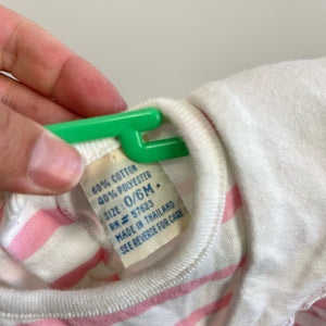 Vintage Little Lindsey Pink Striped Romper 0-6 Months