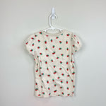 Load image into Gallery viewer, Mini Boden Short Sleeved Pointelle Top Ivory Strawberries 8-9
