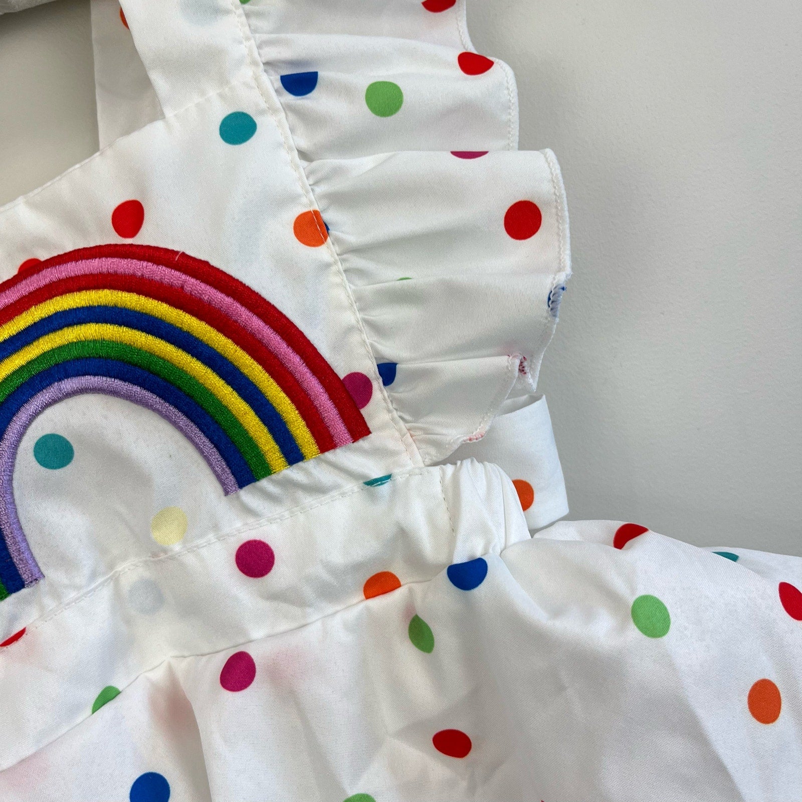 Baby Girl Rainbow Polka Dot Ruffle Romper 70 cm