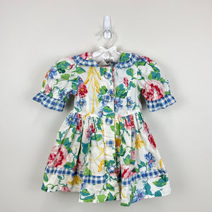 Vintage Rachel's Kids Floral Gingham Ruffle Dress 3T