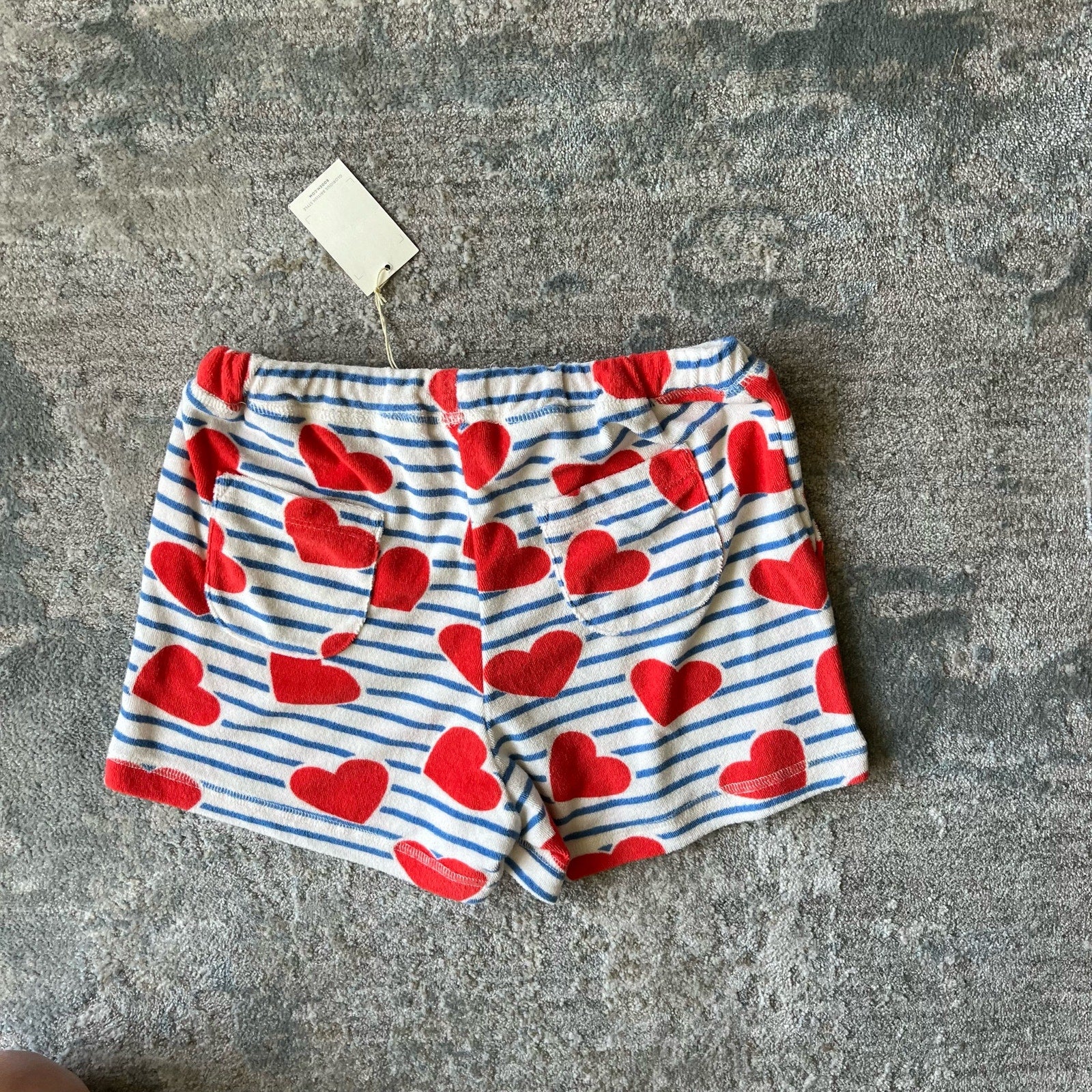 Mini Boden Toweling Heart Print Shorts 12 NWT