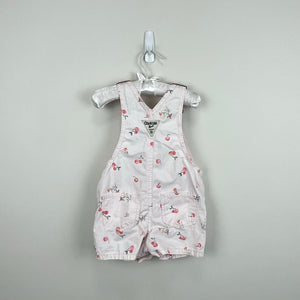 OshKosh B'gosh Pink Cherry Print Canvas Shortall 24 Months