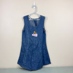 Load image into Gallery viewer, Vintage 90s Looney Tunes Tweety Bird Cheer Denim Jumper Dress 6 USA
