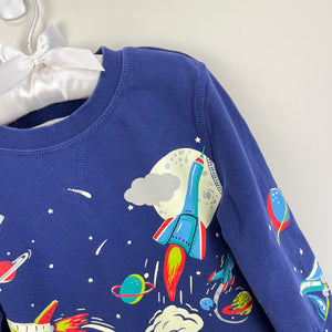 Mini Boden Glowing Space Sweatshirt School Navy Space Print 5-6