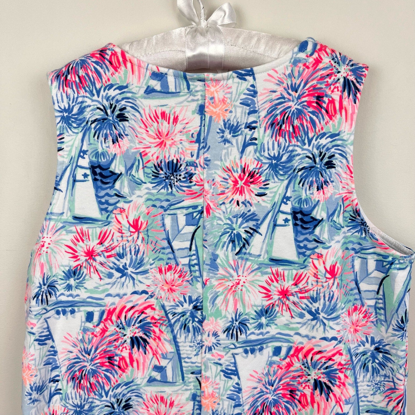 Lilly Pulitzer Girls Crew Blue Tint Sea to Shining Sea Mini Harper Shift Dress XL 12-14