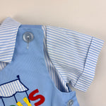 Load image into Gallery viewer, Vintage Blue Applique Circus Shortall Romper Set 3T
