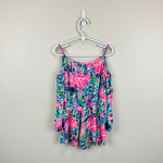 Load image into Gallery viewer, Lilly Pulitzer Girls Candice Romper Multi Flamenco Beach M 6-7
