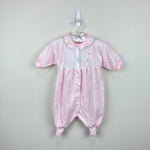 Load image into Gallery viewer, Vintage Baby Dior Pink Ruffle Butterfly Coverall Footie
